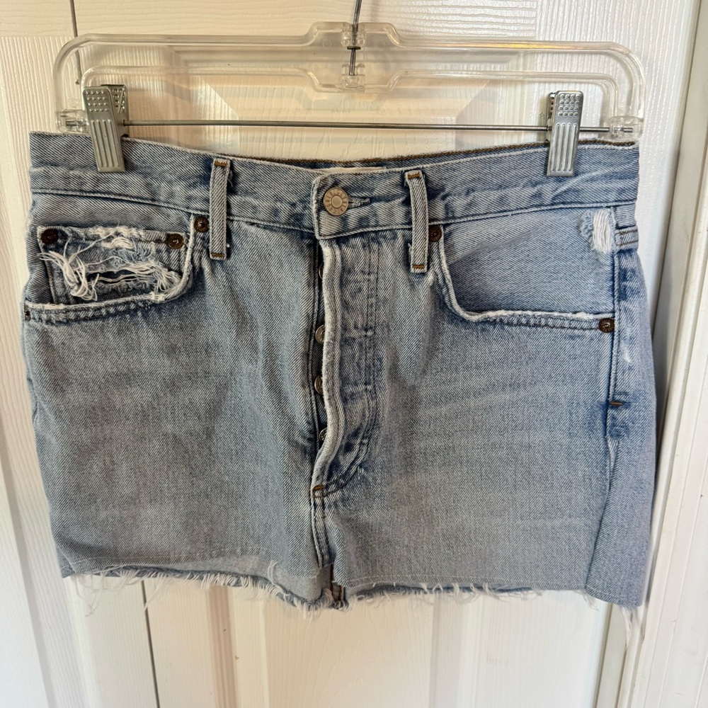 Agolde Distressed Button Fly Mini Skirt Sz 26
